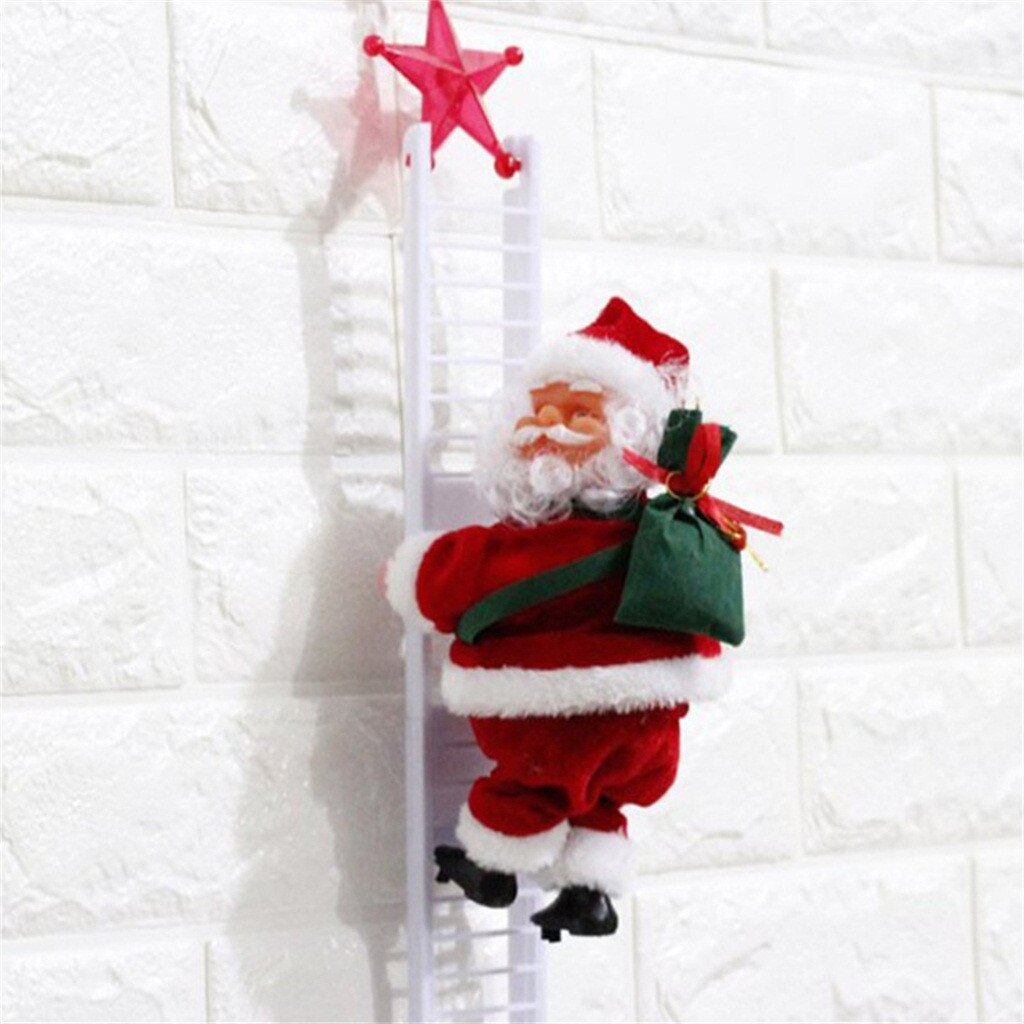 santa claus climbing ladder