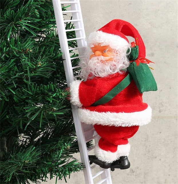 santa climbing ladder decoration