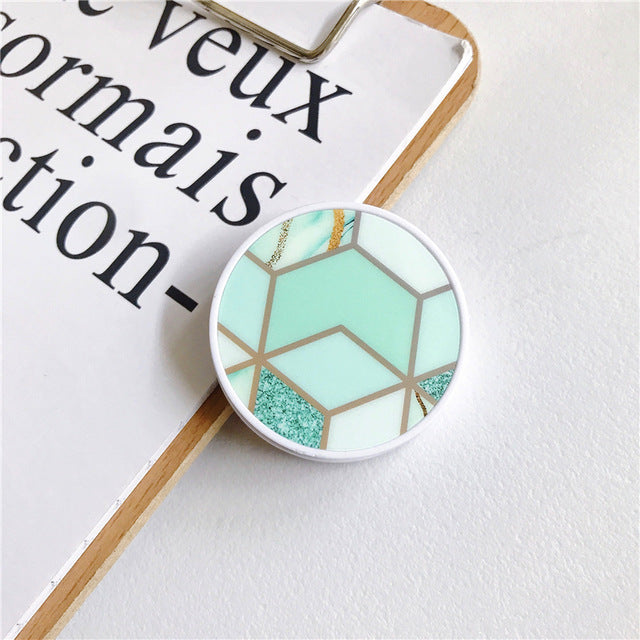 Glossy Marble Expanding Phone Stand Grip Finger Ring - Womenwares.com
