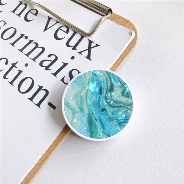 Glossy Marble Expanding Phone Stand Grip Finger Ring - Womenwares.com