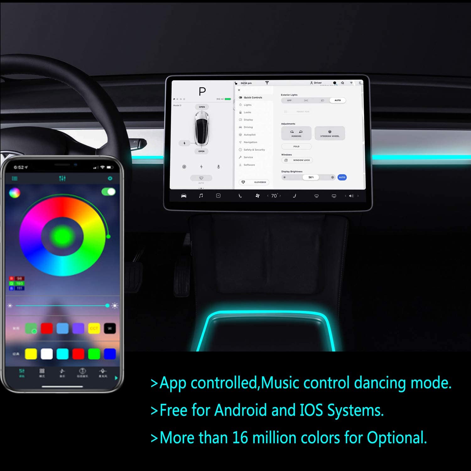 2021 tesla model 3 ambient lighting
